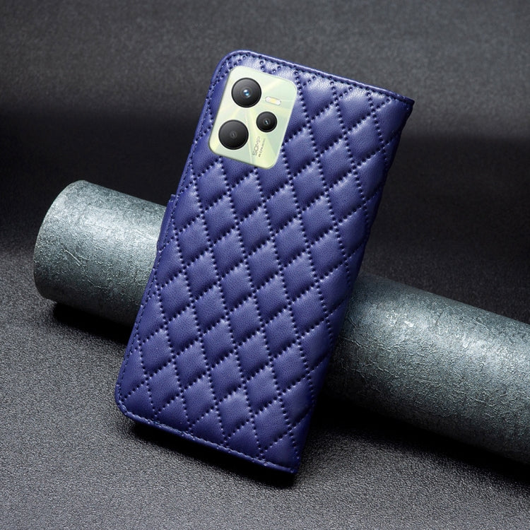 For OPPO Realme C35 Diamond Lattice Wallet Leather Flip Phone Case