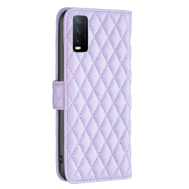 For vivo Y20 Diamond Lattice Wallet Leather Flip Phone Case