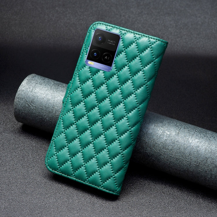 For vivo Y21 / Y17 / Y21s Diamond Lattice Wallet Leather Flip Phone Case