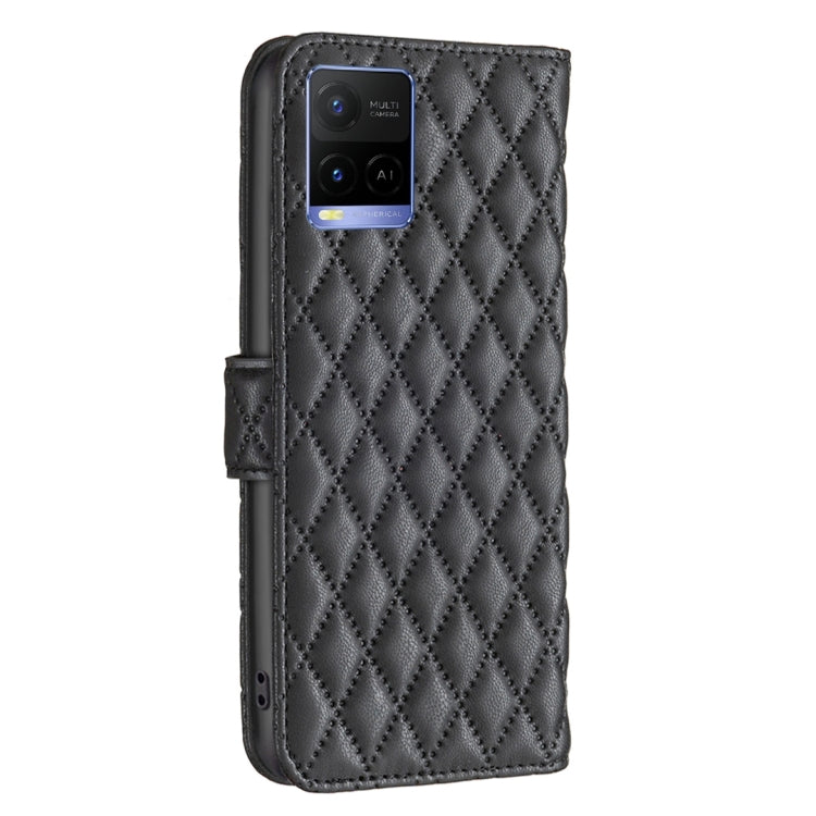 For vivo Y21 / Y17 / Y21s Diamond Lattice Wallet Leather Flip Phone Case