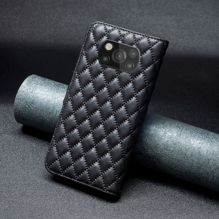 For Xiaomi Poco X3 / X3 NFC Diamond Lattice Wallet Leather Flip Phone Case