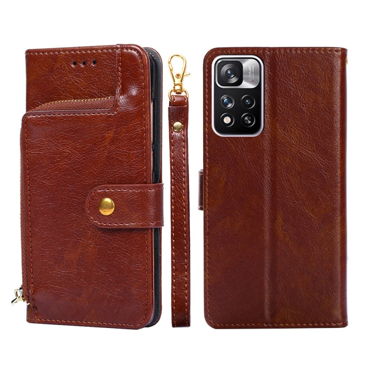 For Xiaomi Redmi Note 11 Pro 5G/Note 11 Pro+ 5G Zipper Bag PU + TPU Horizontal Flip Leather Phone Case