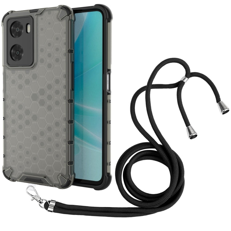 For OPPO A57 4G Global Lanyard Honeycomb Phone Case