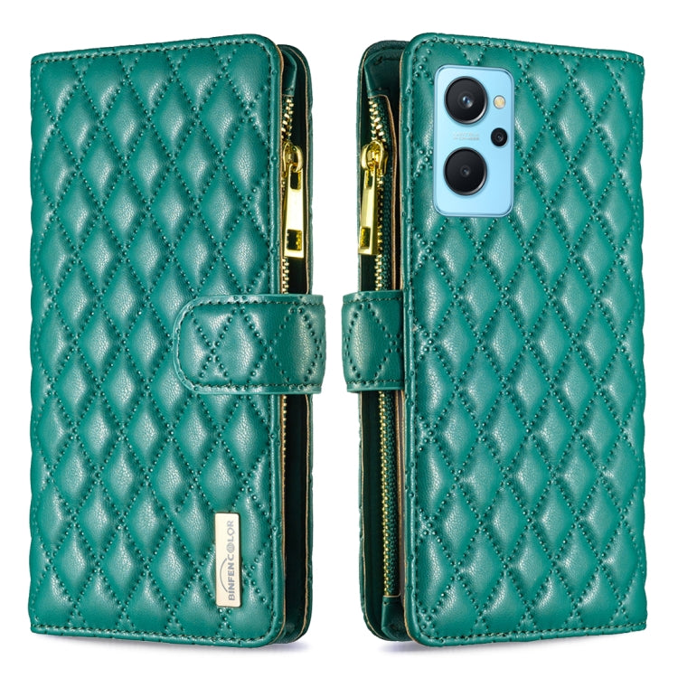 For OPPO A36 4G / A96 4G / A76 4G / Realme 9i / K10 4G Diamond Lattice Zipper Wallet Leather Flip Phone Case