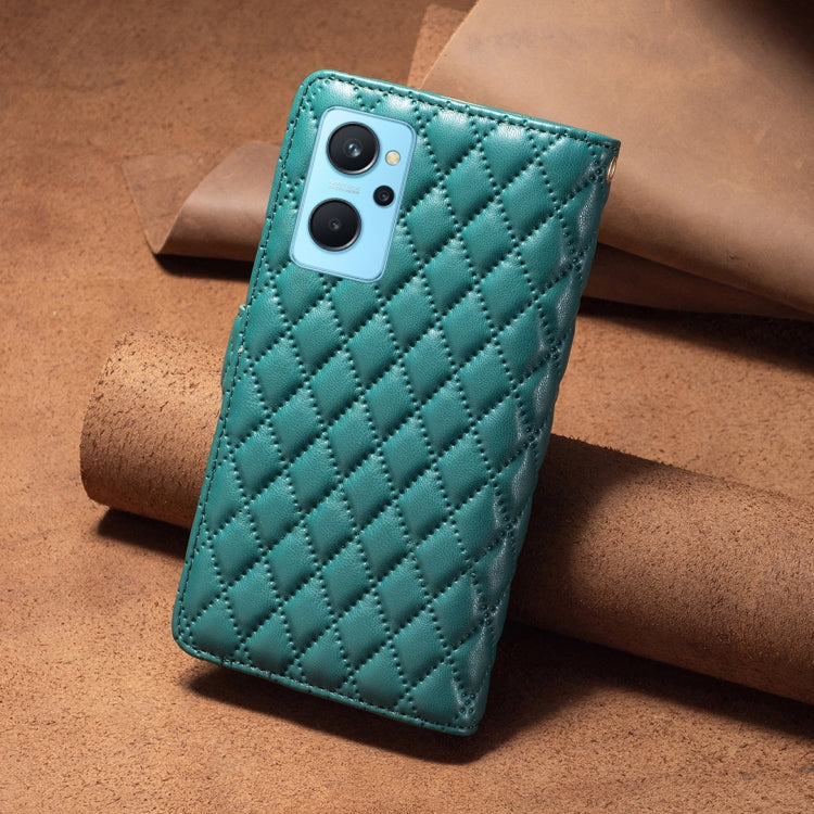 For OPPO A36 4G / A96 4G / A76 4G / Realme 9i / K10 4G Diamond Lattice Zipper Wallet Leather Flip Phone Case