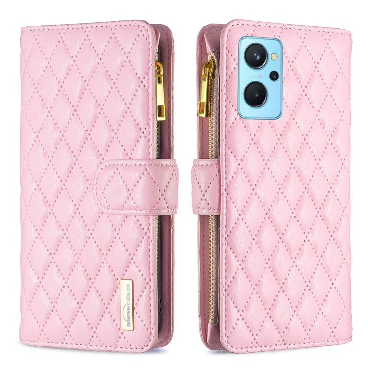 For OPPO A36 4G / A96 4G / A76 4G / Realme 9i / K10 4G Diamond Lattice Zipper Wallet Leather Flip Phone Case