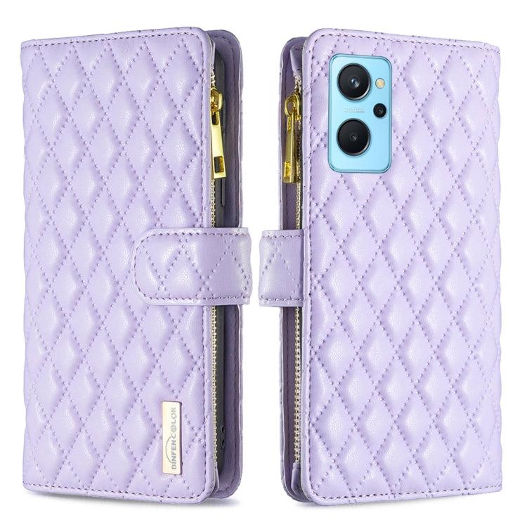 For OPPO A36 4G / A96 4G / A76 4G / Realme 9i / K10 4G Diamond Lattice Zipper Wallet Leather Flip Phone Case