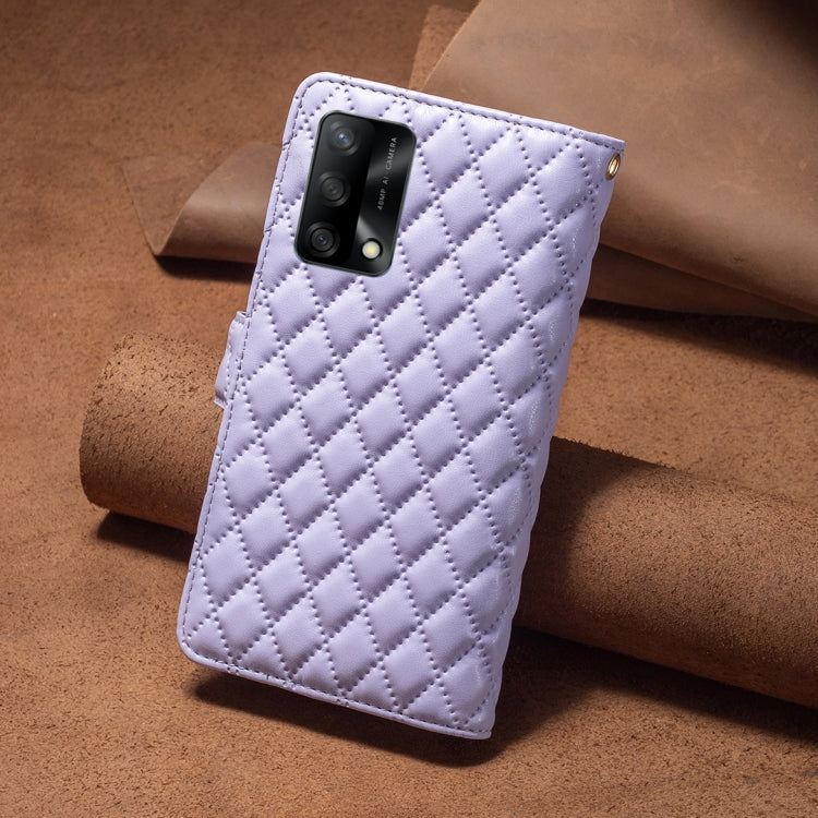For OPPO A74 4G / F19 4G Diamond Lattice Zipper Wallet Leather Flip Phone Case