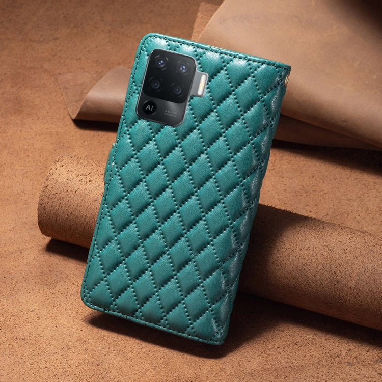 For OPPO A94 4G Diamond Lattice Zipper Wallet Leather Flip Phone Case