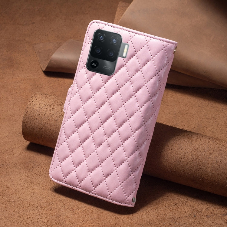 For OPPO A94 4G Diamond Lattice Zipper Wallet Leather Flip Phone Case