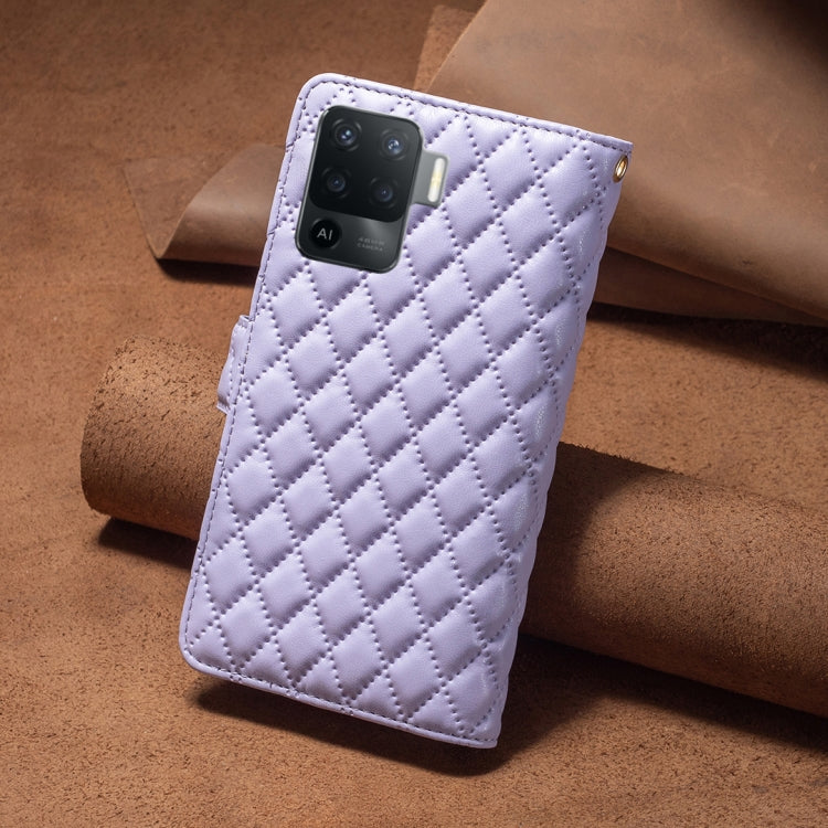 For OPPO A94 4G Diamond Lattice Zipper Wallet Leather Flip Phone Case