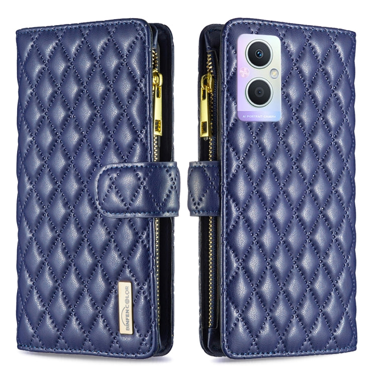 For OPPO A96 5G / Reno7 Z Diamond Lattice Zipper Wallet Leather Flip Phone Case