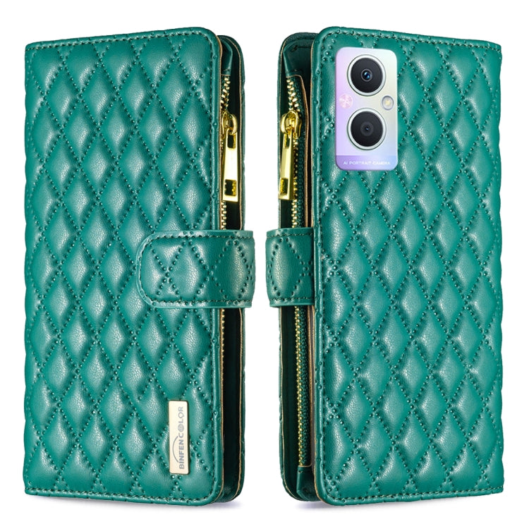 For OPPO A96 5G / Reno7 Z Diamond Lattice Zipper Wallet Leather Flip Phone Case