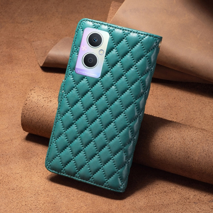 For OPPO A96 5G / Reno7 Z Diamond Lattice Zipper Wallet Leather Flip Phone Case