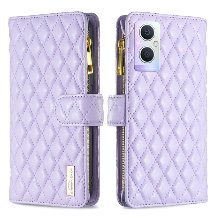 For OPPO A96 5G / Reno7 Z Diamond Lattice Zipper Wallet Leather Flip Phone Case