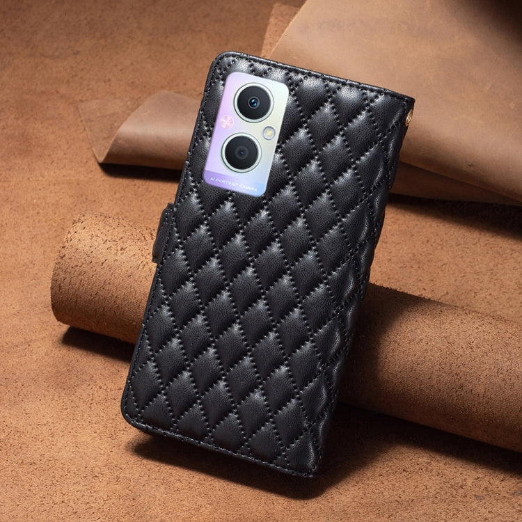 For OPPO A96 5G / Reno7 Z Diamond Lattice Zipper Wallet Leather Flip Phone Case