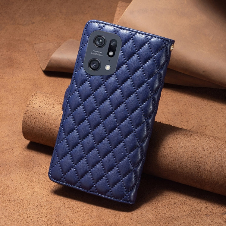 For OPPO Find X5 Pro Diamond Lattice Zipper Wallet Leather Flip Phone Case