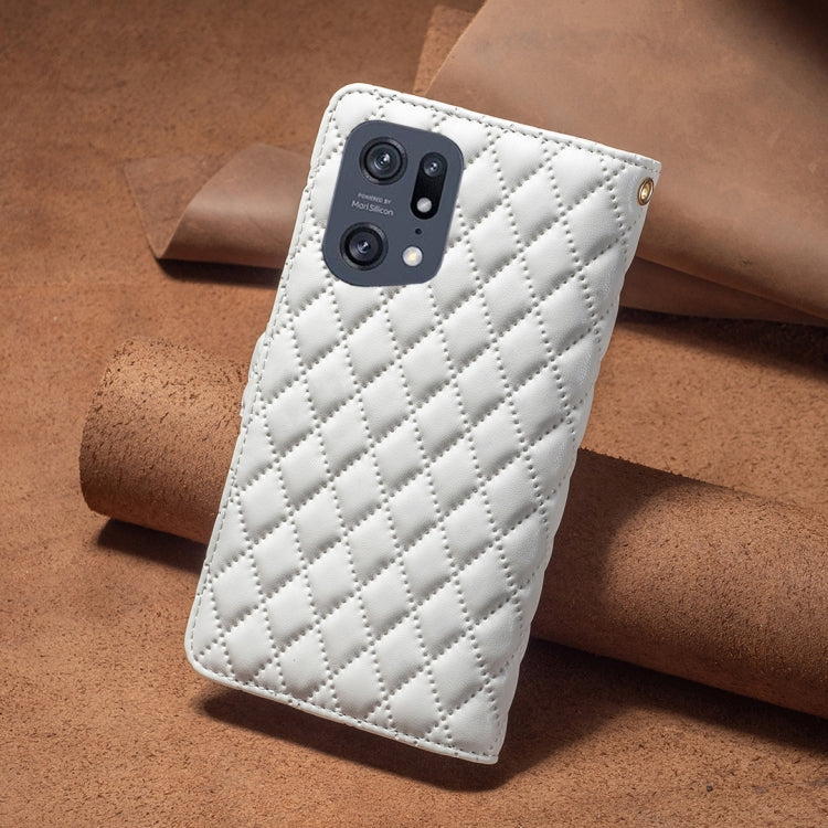 For OPPO Find X5 Pro Diamond Lattice Zipper Wallet Leather Flip Phone Case