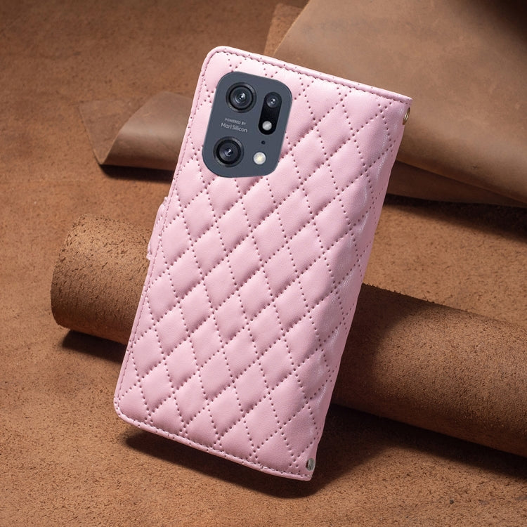 For OPPO Find X5 Pro Diamond Lattice Zipper Wallet Leather Flip Phone Case
