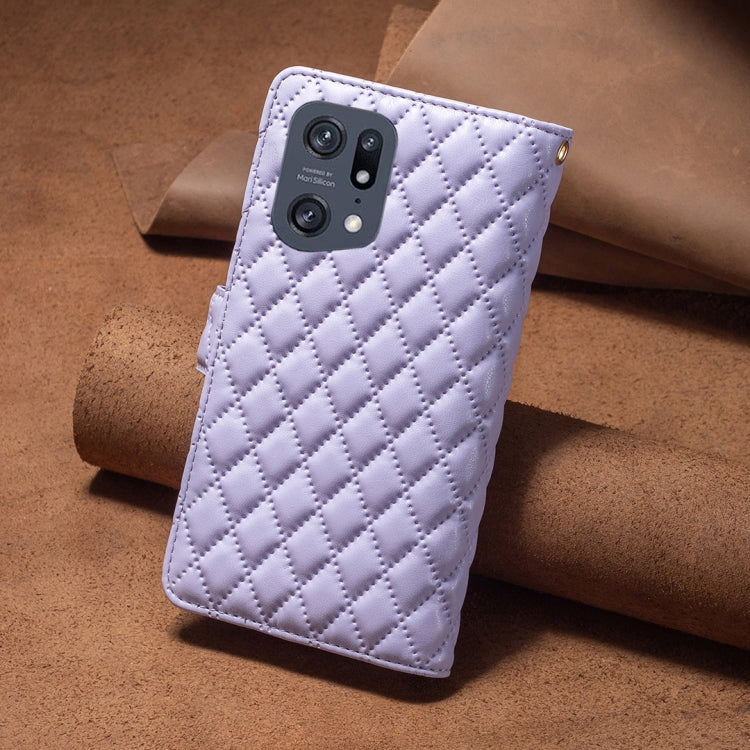 For OPPO Find X5 Pro Diamond Lattice Zipper Wallet Leather Flip Phone Case