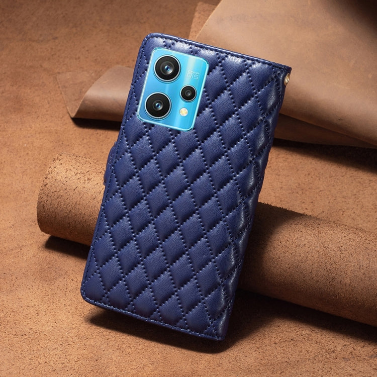 For OPPO Realme 9 Pro+ Diamond Lattice Zipper Wallet Leather Flip Phone Case