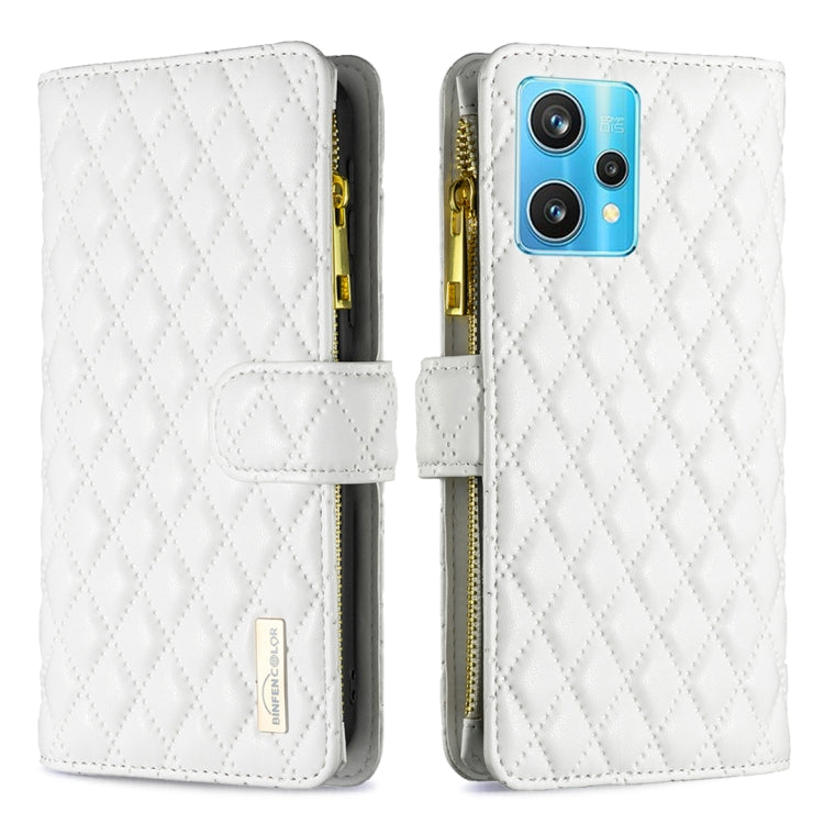 For OPPO Realme 9 Pro+ Diamond Lattice Zipper Wallet Leather Flip Phone Case