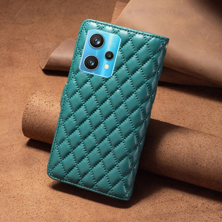 For OPPO Realme 9 Pro+ Diamond Lattice Zipper Wallet Leather Flip Phone Case