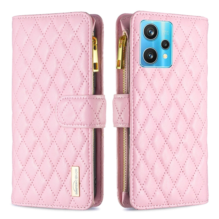 For OPPO Realme 9 Pro+ Diamond Lattice Zipper Wallet Leather Flip Phone Case