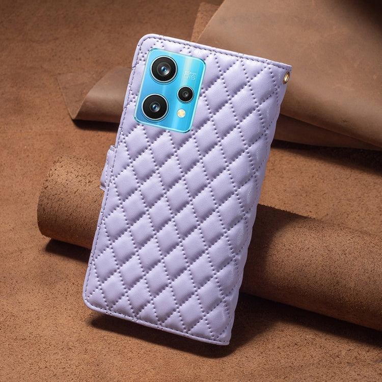 For OPPO Realme 9 Pro+ Diamond Lattice Zipper Wallet Leather Flip Phone Case