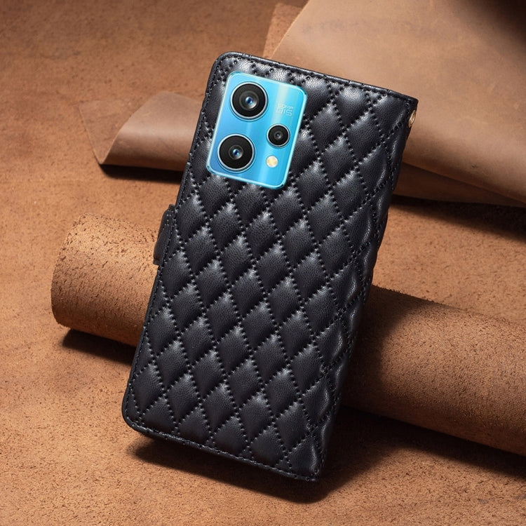For OPPO Realme 9 Pro+ Diamond Lattice Zipper Wallet Leather Flip Phone Case