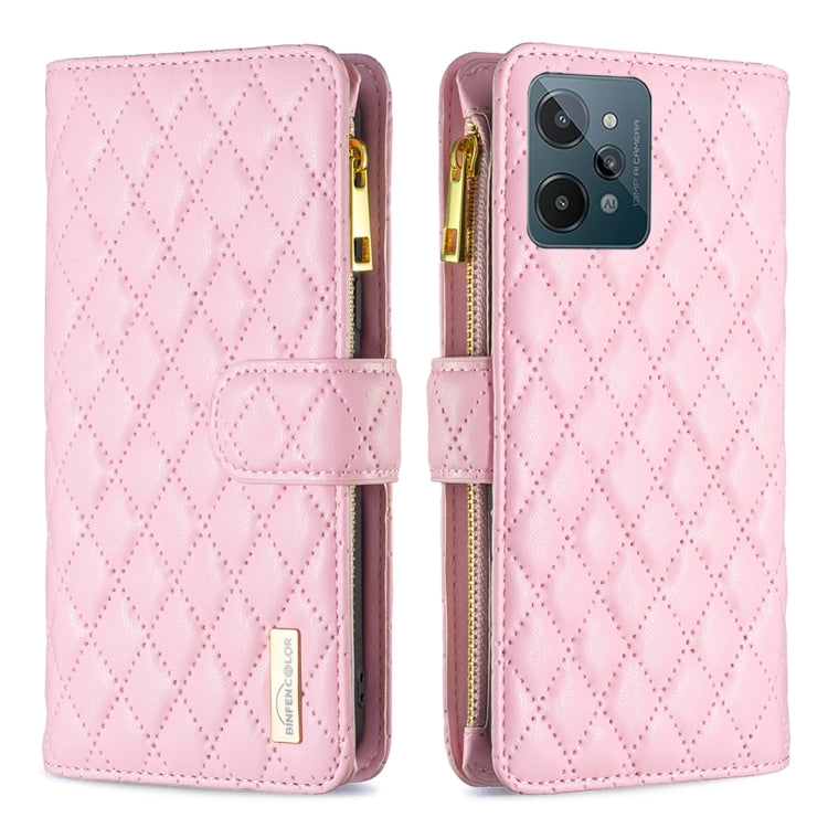 For OPPO Realme C31 Diamond Lattice Zipper Wallet Leather Flip Phone Case
