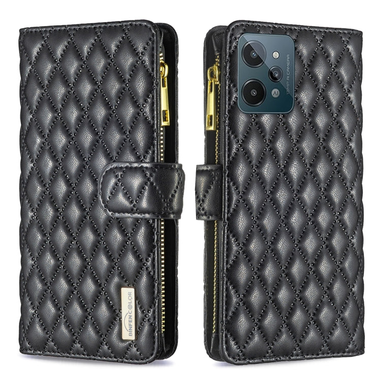 For OPPO Realme C31 Diamond Lattice Zipper Wallet Leather Flip Phone Case