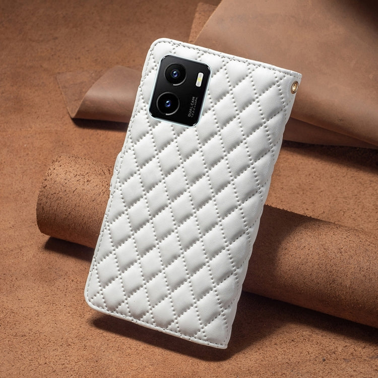 For vivo Y15s Diamond Lattice Zipper Wallet Leather Flip Phone Case