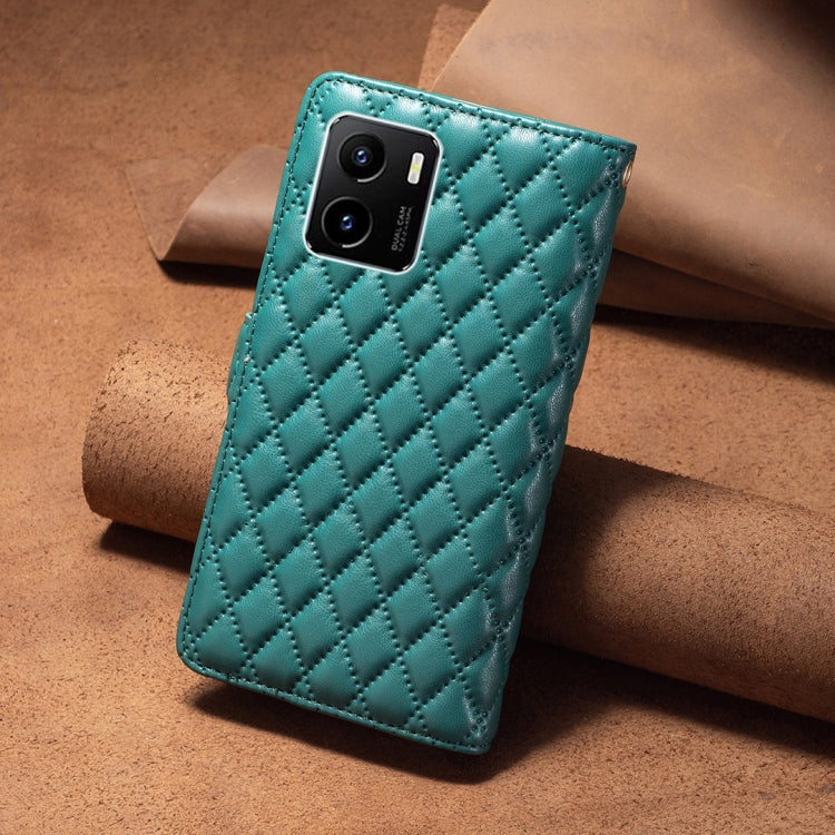 For vivo Y15s Diamond Lattice Zipper Wallet Leather Flip Phone Case