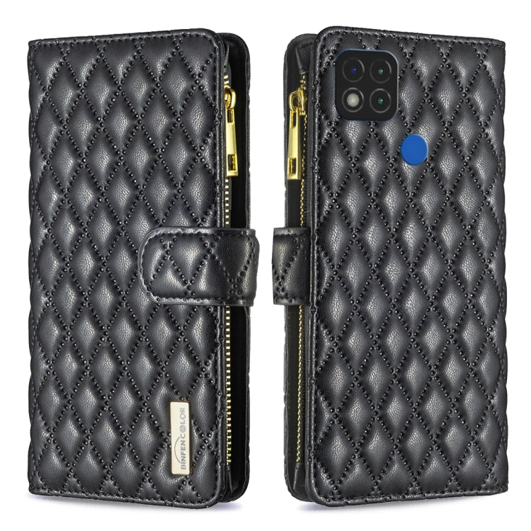 For Xiaomi Redmi 9C / 10A / Poco C31 Diamond Lattice Zipper Wallet Leather Flip Phone Case