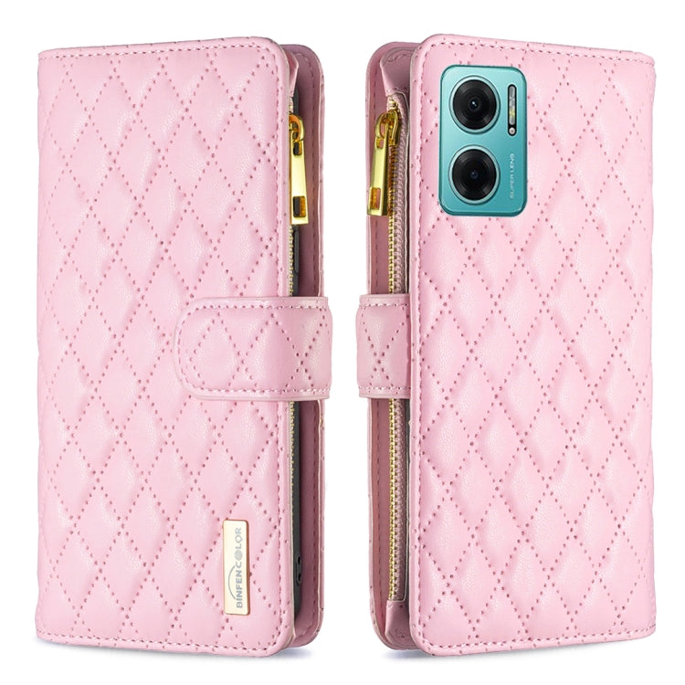 For Xiaomi Redmi 10 5G / Note 11E Diamond Lattice Zipper Wallet Leather Flip Phone Case