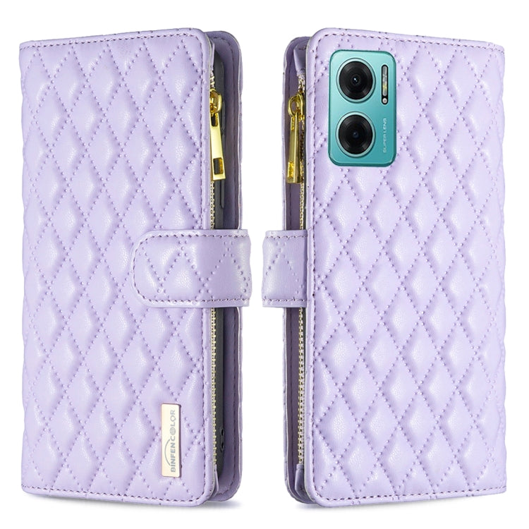 For Xiaomi Redmi 10 5G / Note 11E Diamond Lattice Zipper Wallet Leather Flip Phone Case