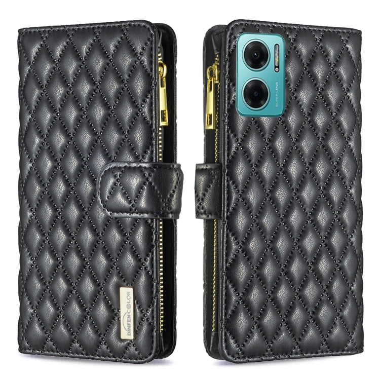 For Xiaomi Redmi 10 5G / Note 11E Diamond Lattice Zipper Wallet Leather Flip Phone Case