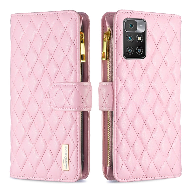 For Xiaomi Redmi 10/10 2022/Note 11 4G Diamond Lattice Zipper Wallet Leather Flip Phone Case