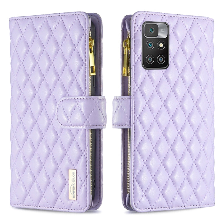 For Xiaomi Redmi 10/10 2022/Note 11 4G Diamond Lattice Zipper Wallet Leather Flip Phone Case