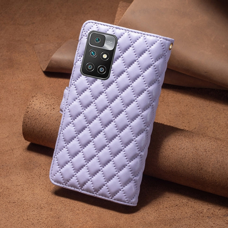 For Xiaomi Redmi 10/10 2022/Note 11 4G Diamond Lattice Zipper Wallet Leather Flip Phone Case