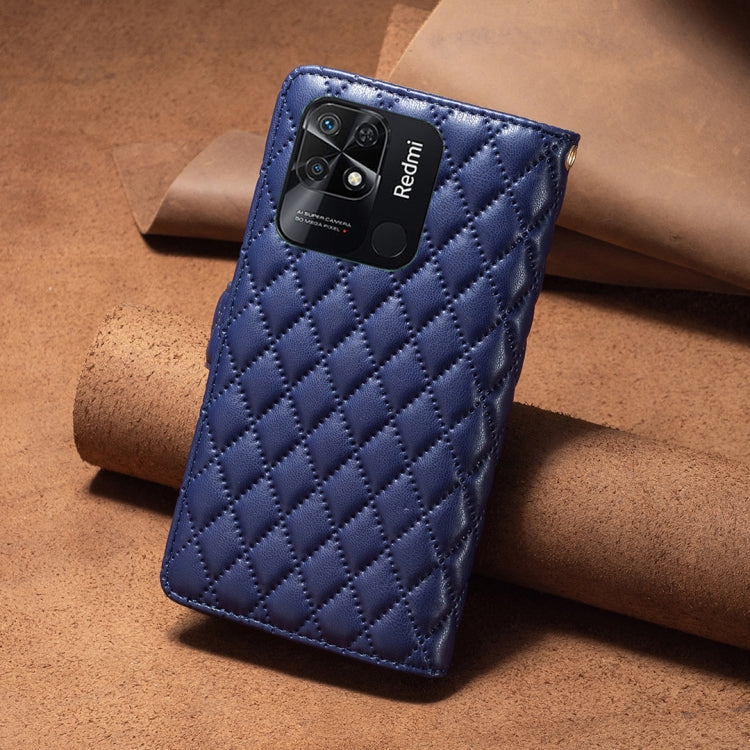 For Xiaomi Redmi 10C Diamond Lattice Zipper Wallet Leather Flip Phone Case
