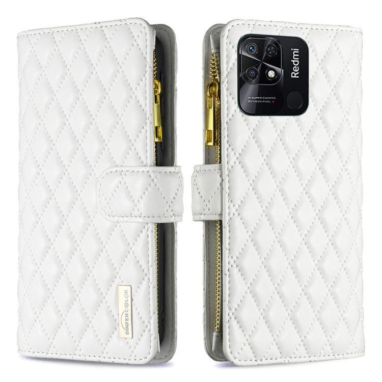 For Xiaomi Redmi 10C Diamond Lattice Zipper Wallet Leather Flip Phone Case