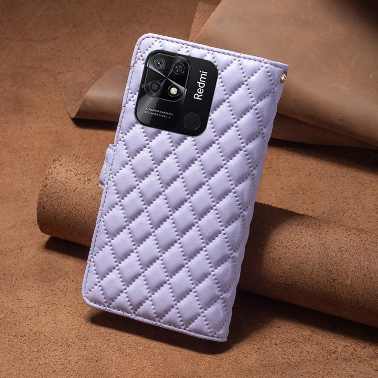 For Xiaomi Redmi 10C Diamond Lattice Zipper Wallet Leather Flip Phone Case