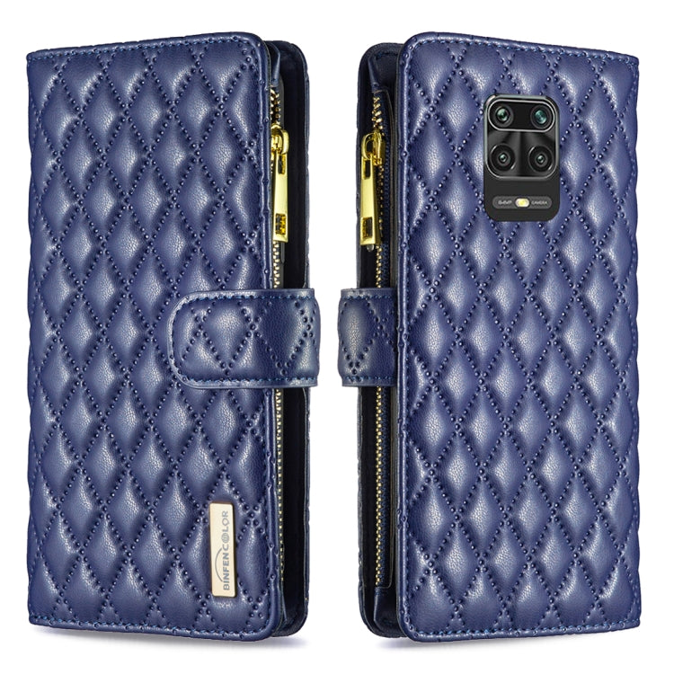 For Xiaomi Redmi Note 9 Pro Max Diamond Lattice Zipper Wallet Leather Flip Phone Case