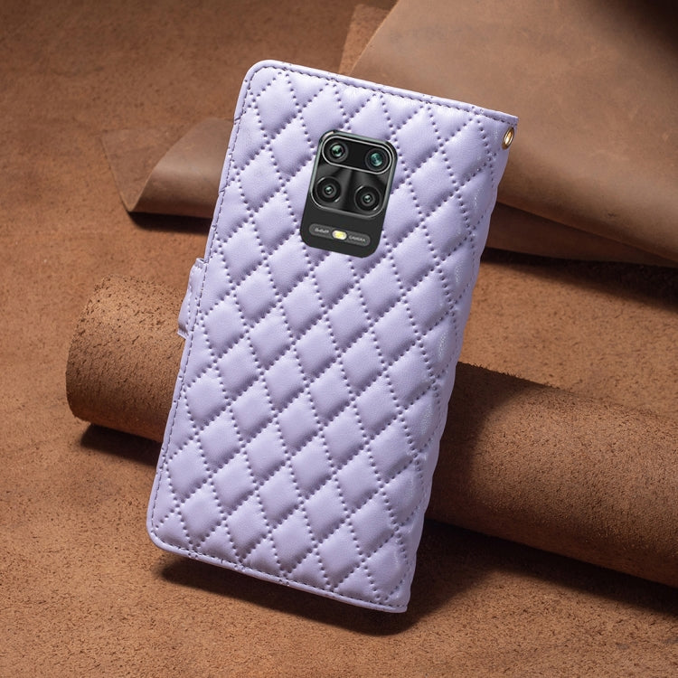 For Xiaomi Redmi Note 9 Pro Max Diamond Lattice Zipper Wallet Leather Flip Phone Case