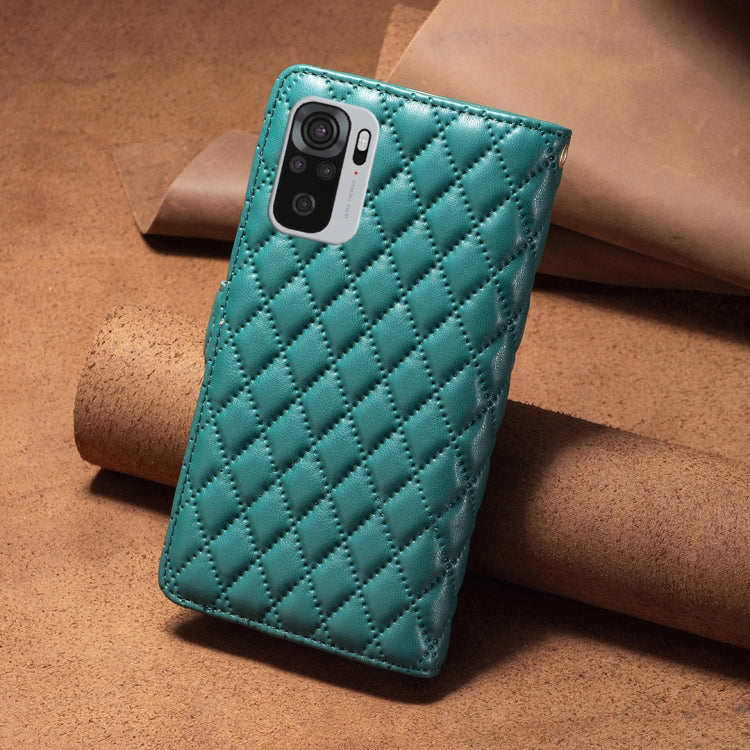For Xiaomi Redmi Note 10 4G / 10S Diamond Lattice Zipper Wallet Leather Flip Phone Case