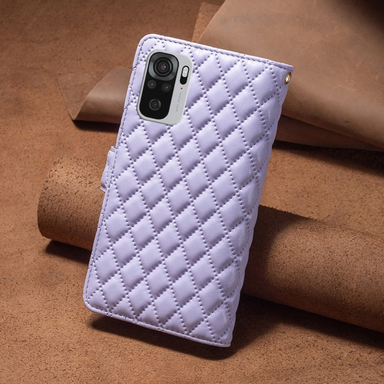 For Xiaomi Redmi Note 10 4G / 10S Diamond Lattice Zipper Wallet Leather Flip Phone Case