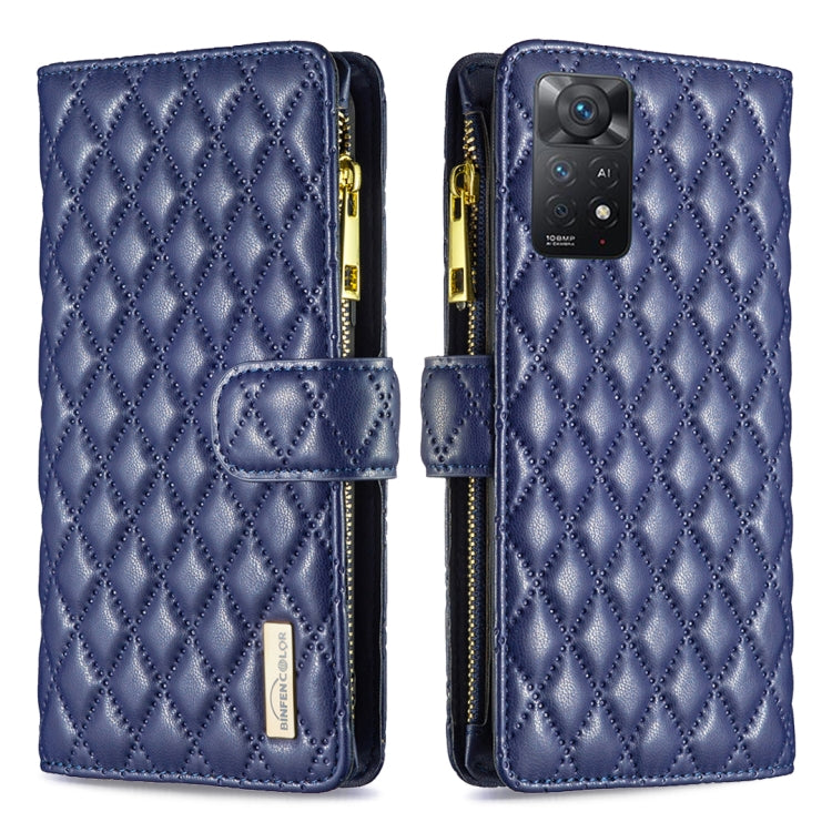 For Xiaomi Redmi Note 11 Pro/11 Pro 5G Global Diamond Lattice Zipper Wallet Leather Flip Phone Case