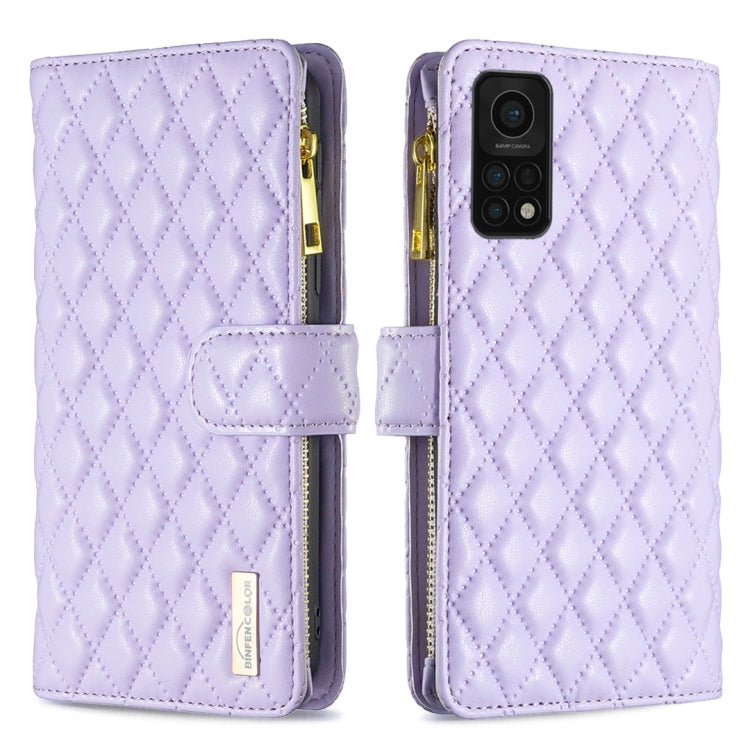 For Xiaomi Mi 10T 5G/10T Pro 5G/Redmi K30S Diamond Lattice Zipper Wallet Leather Flip Phone Case